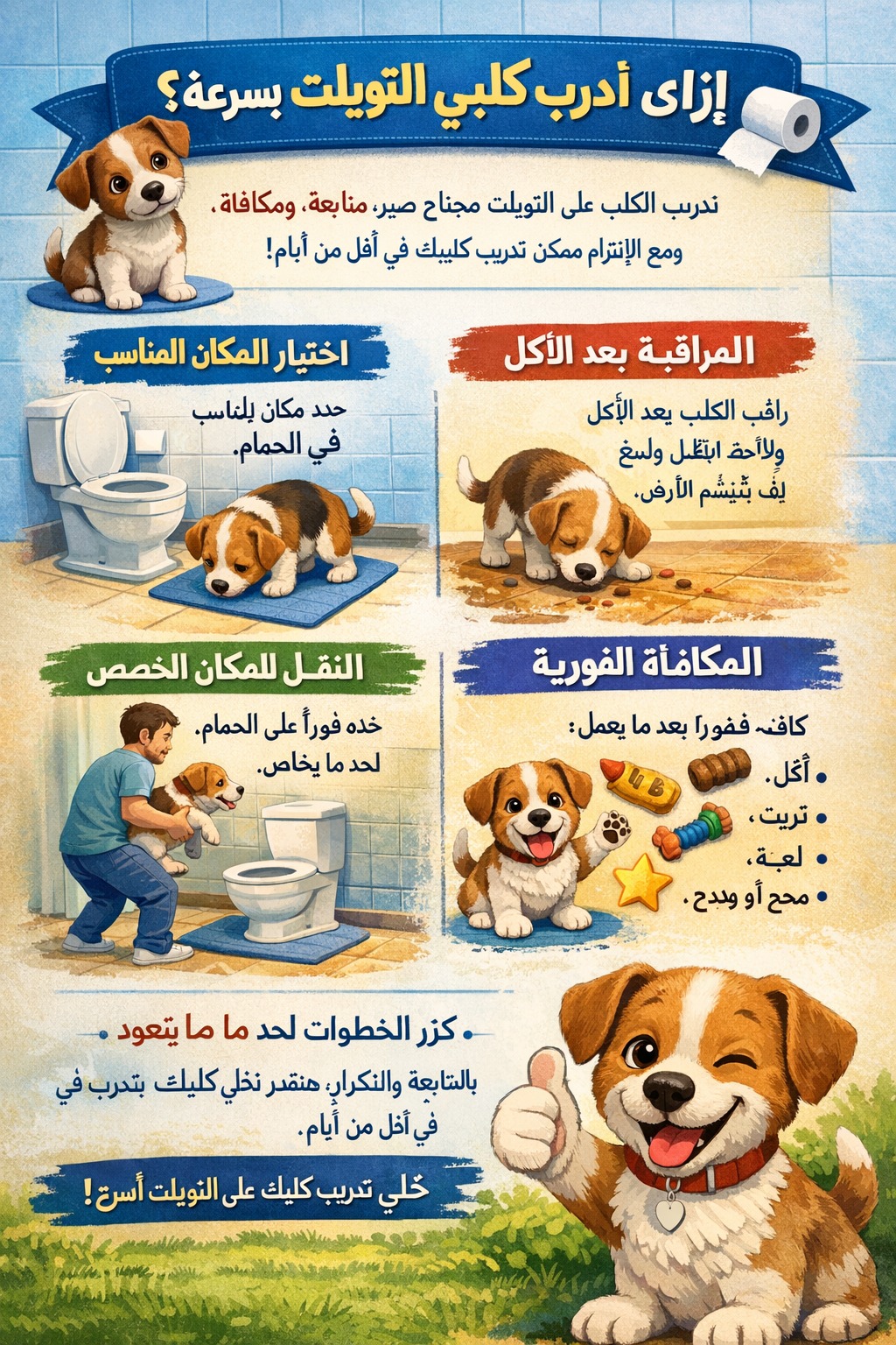 إزاي تدرب كلبك على التويلت بسرعة؟ دليل عملي خلال 4 أيام